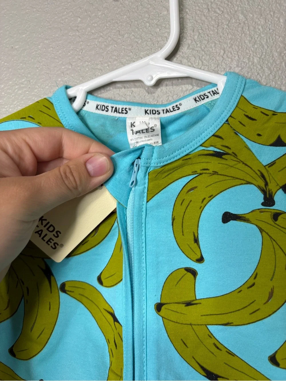 Kids Tales Banana Print Zip Romper Baby Toddler Size 3T (100) NWT Blue One Piece